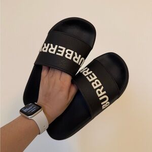Burberry Black and White Womens Slide Sandals